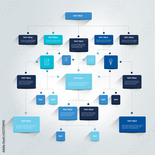 Infographics flowchart. Colored shadows scheme.