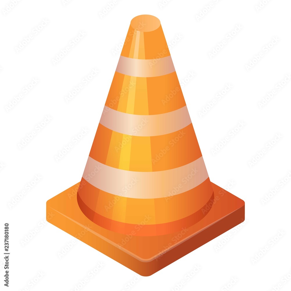 Marking road cone icon. Isometric of marking road cone vector icon for web design isolated on white background Marking road cone icon. Isometric of marking road cone vector icon for web design isolated on white background