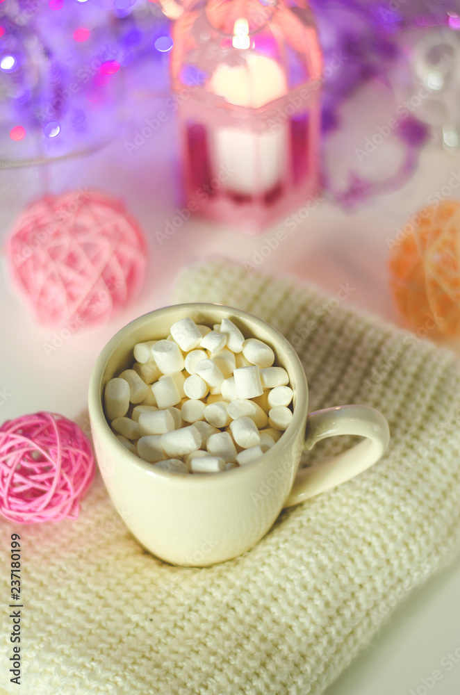 New Year's drink with marshmallows New Year's drink with marshmallows