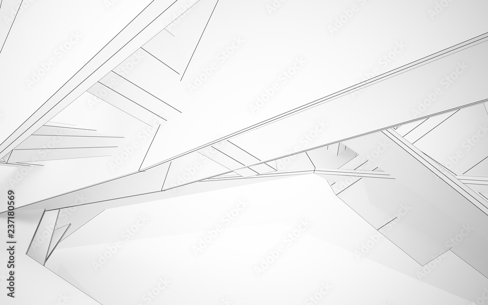 Abstract white interior highlights future. Polygon drawing. Architectural background. 3D illustration and rendering Abstract white interior highlights future. Polygon drawing. Architectural background. 3D illustration and rendering