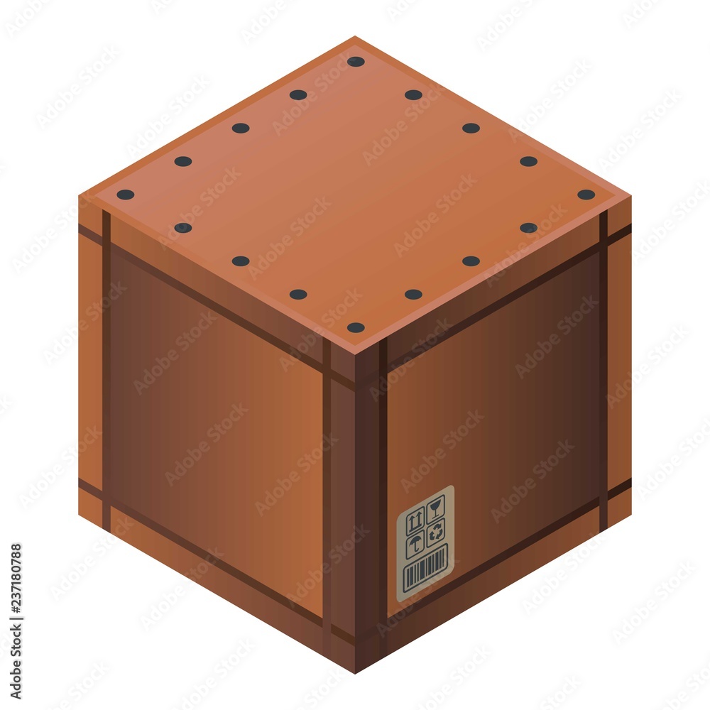 Closed parcel box icon. Isometric of closed parcel box vector icon for web design isolated on white background