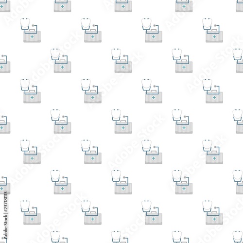 Stethoscope and kit pattern seamless vector repeat for any web design