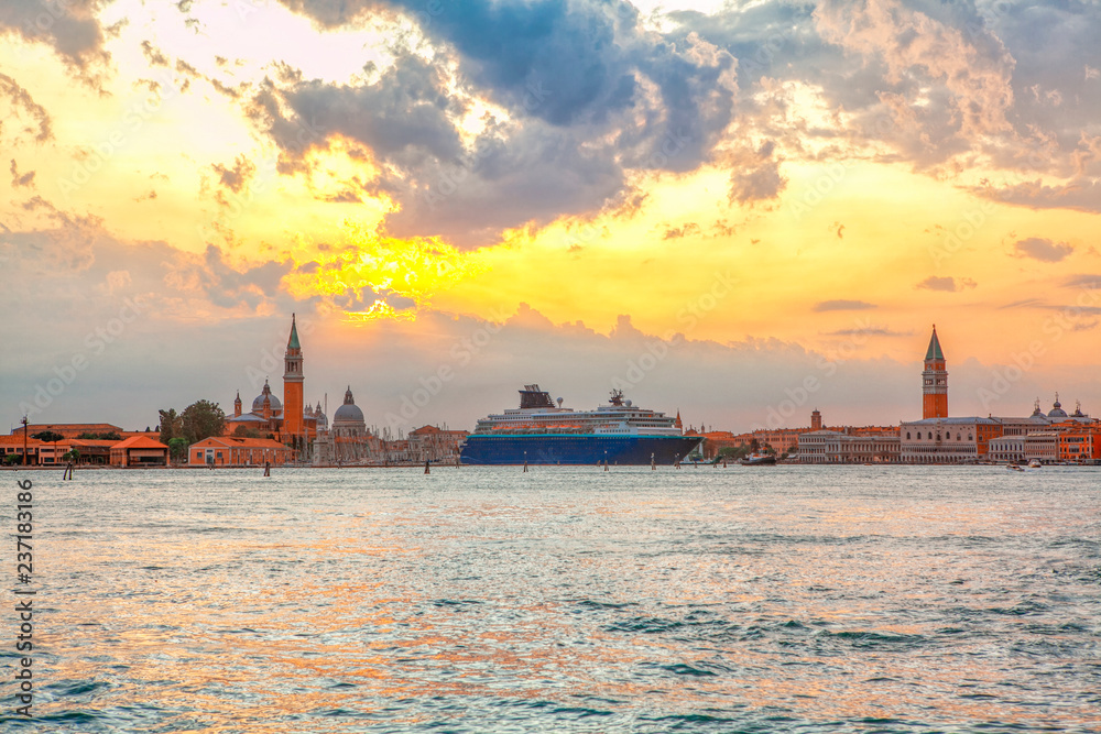 Scenery of Grand Canal and San Giorgio Maggiore church in the morning Scenery of Grand Canal and San Giorgio Maggiore church in the morning