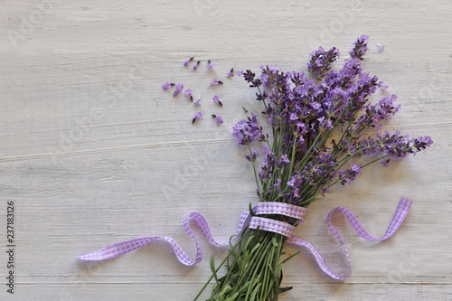 Fototapeta Naklejka Na Ścianę i Meble -  Lavender flowers on wooden background 