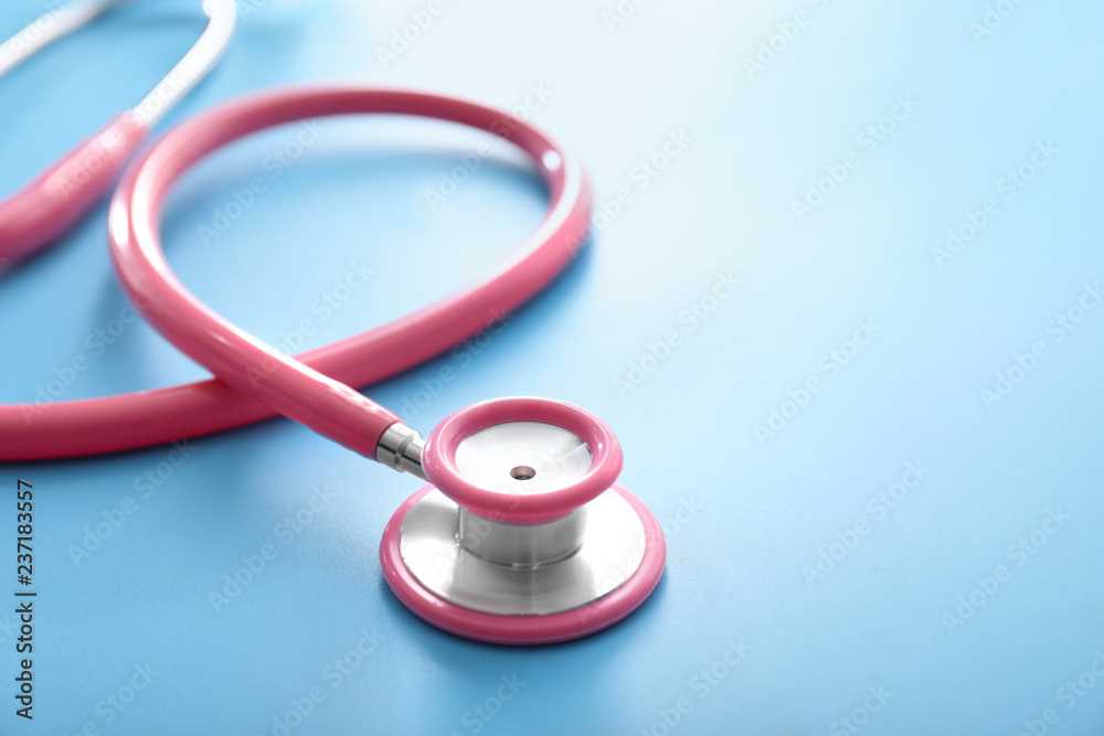 Medical stethoscope on color background. Health concept Medical stethoscope on color background. Health concept