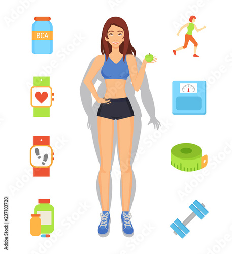 Sport and Diet Weight Loss Vector Illustration