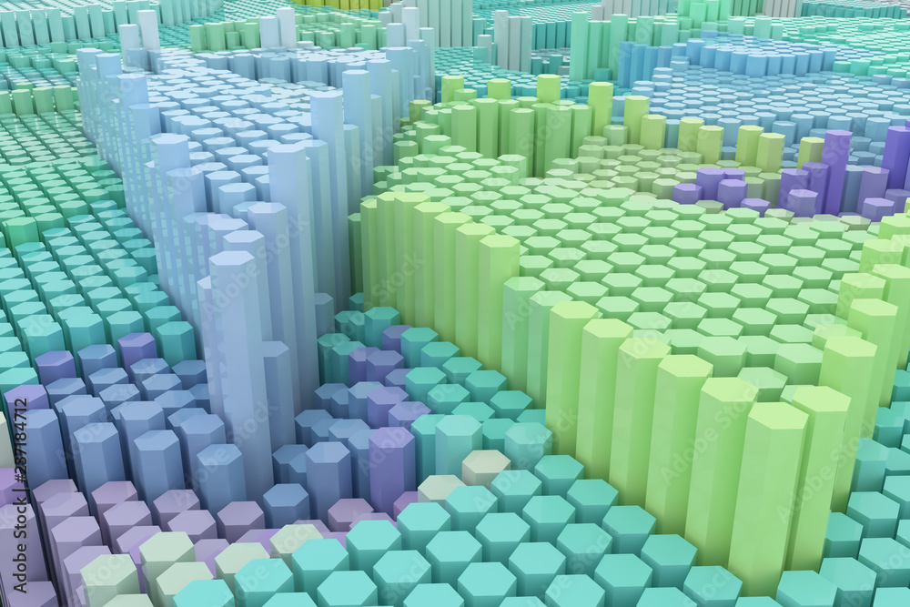 Obraz premium Decorative, illustrations shape composition, geometric structure block, for design texture background. Colorful 3D rendering.