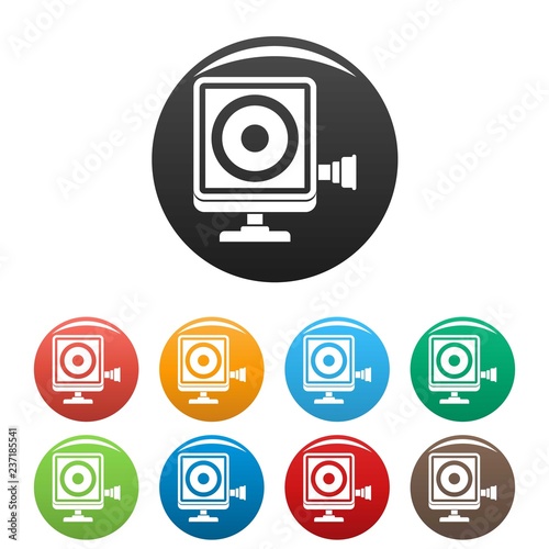 Action camera icons set 9 color vector isolated on white for any design photo