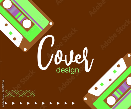 80s  retro music party banner or cover. Old style vector poster