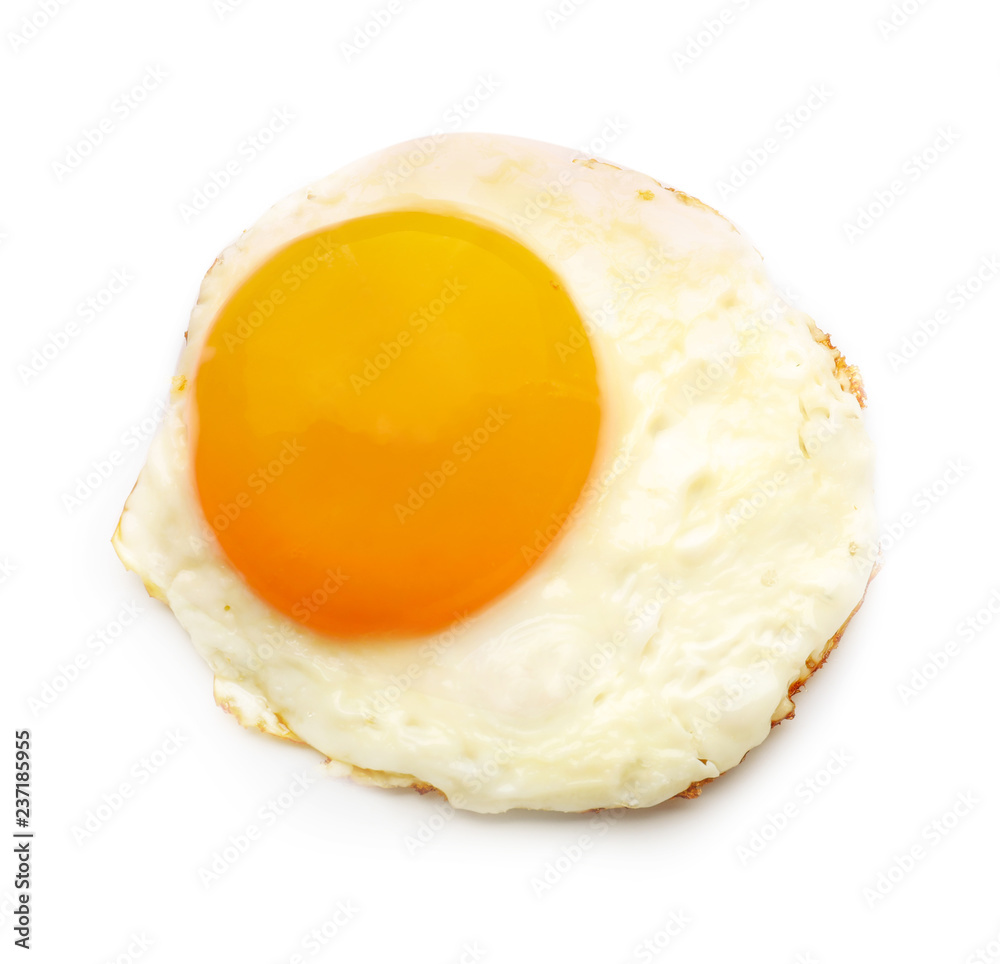 Tasty fried egg on white background Tasty fried egg on white background