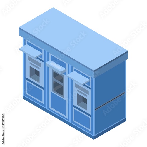 Ticket street kiosk icon. Isometric of ticket street kiosk vector icon for web design isolated on white background