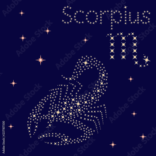 Zodiac sign Scorpius on the starry sky