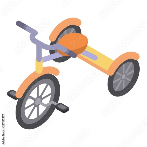 Orange tricycle icon. Isometric of orange tricycle vector icon for web design isolated on white background