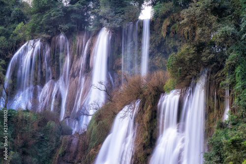 Teelosu waterfall in a mist   Tak  Thailand