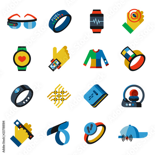 Digital vector wearable technology icons set