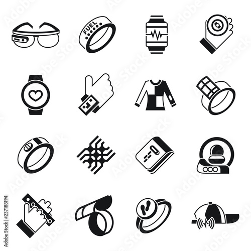 Digital vector wearable technology icons set