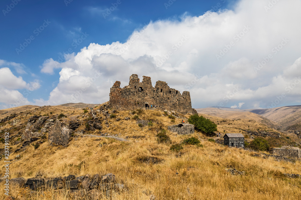 Medieval fortress Amberd on the slope of mount Aragats in Armenia