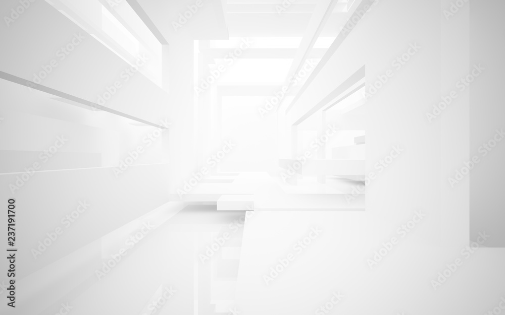 Abstract white interior highlights future. Architectural background. 3D illustration and rendering Abstract white interior highlights future. Architectural background. 3D illustration and rendering