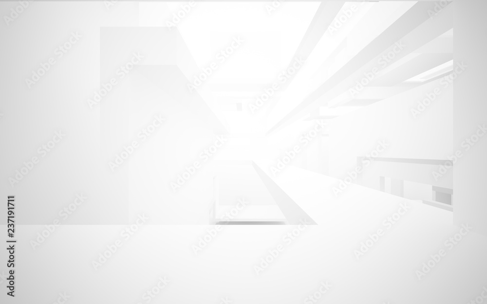Abstract white interior highlights future. Architectural background. 3D illustration and rendering Abstract white interior highlights future. Architectural background. 3D illustration and rendering