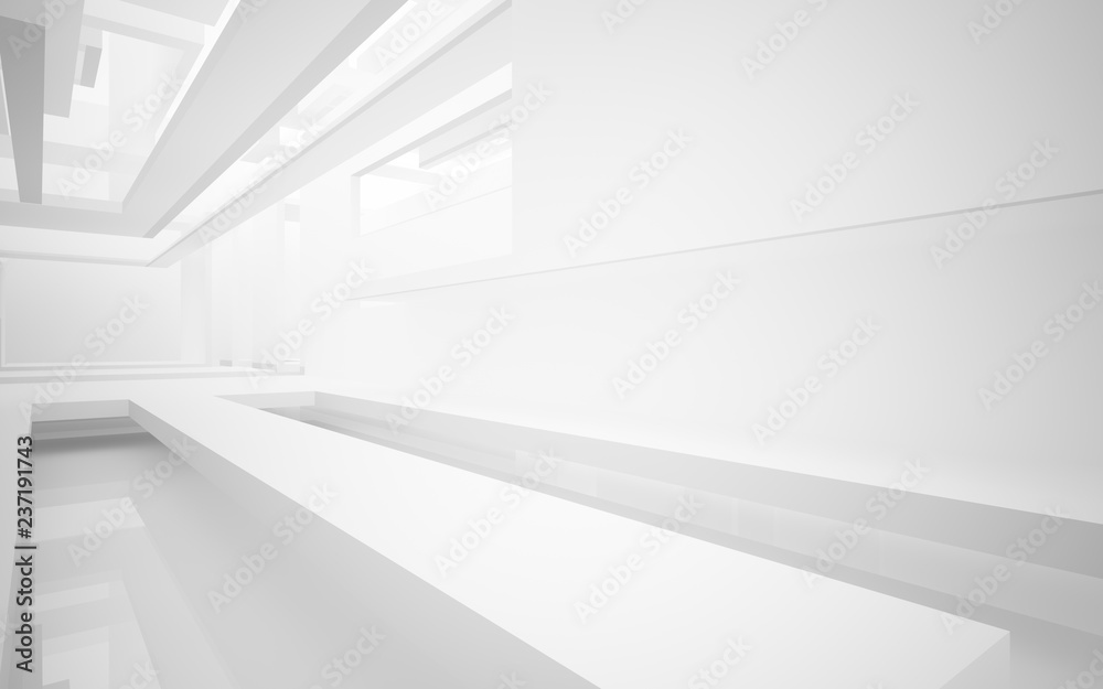 Obraz premium Abstract white interior highlights future. Architectural background. 3D illustration and rendering