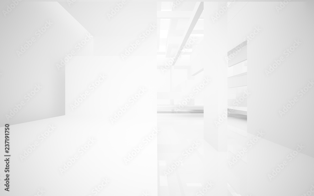 Abstract white interior highlights future. Architectural background. 3D illustration and rendering Abstract white interior highlights future. Architectural background. 3D illustration and rendering