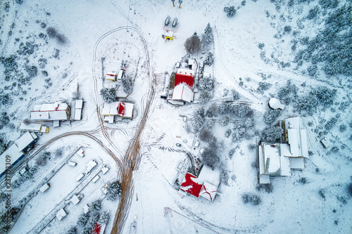 Aerial View at Ski Resort Seli in the mountain range of Vermio, in Northern Greece. photo