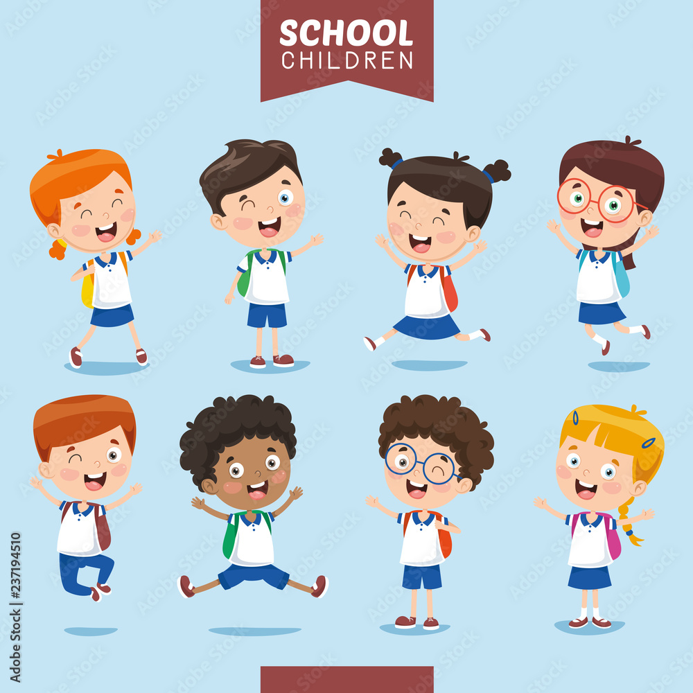 Vector Illustration Of Student Kids