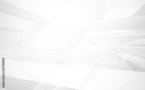 White smooth abstract architectural background whith gray lines . 3D illustration and rendering