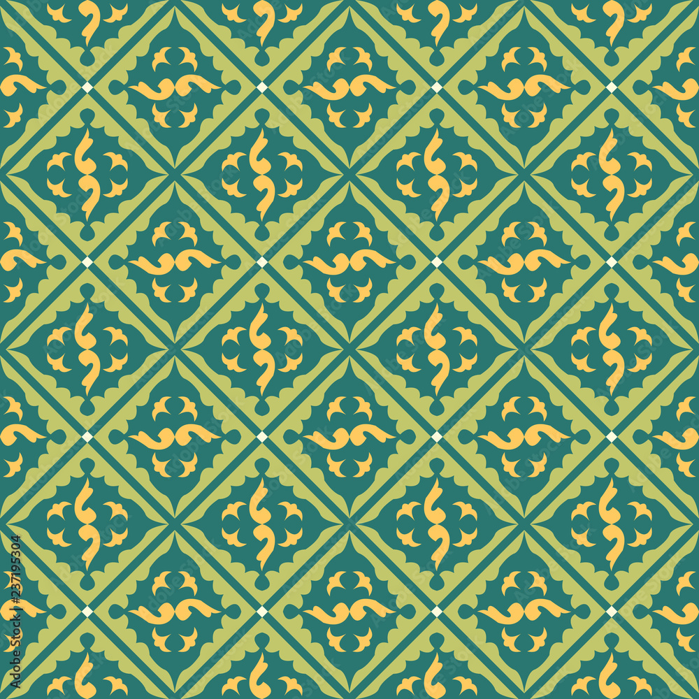 Green royal pattern. The Seamless vector background Green royal pattern. The Seamless vector background