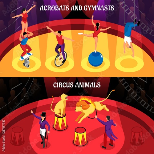 Circus Professions Isometric Banners