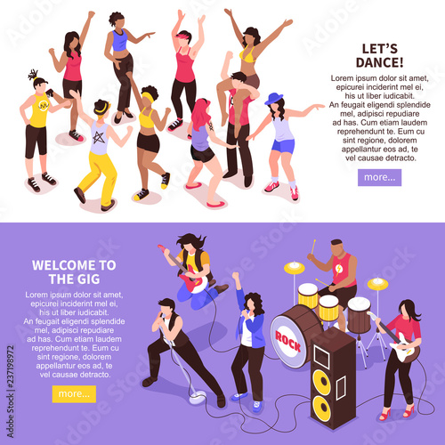  Open Air Music Festival Isometric Banners