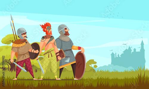 Ancient Warriors Background Illustration photo