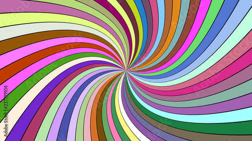 Multicolored hypnotic abstract vortex background - vector graphic design with striped rays
