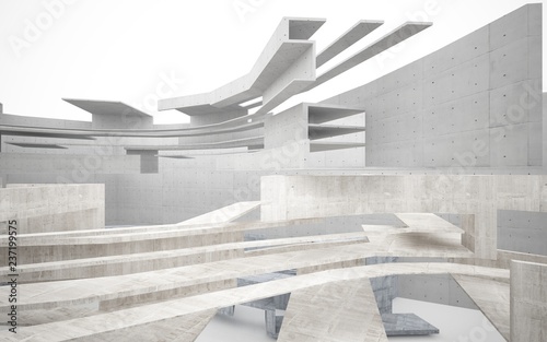 Abstract interior of concrete. Architectural background. 3D illustration and rendering