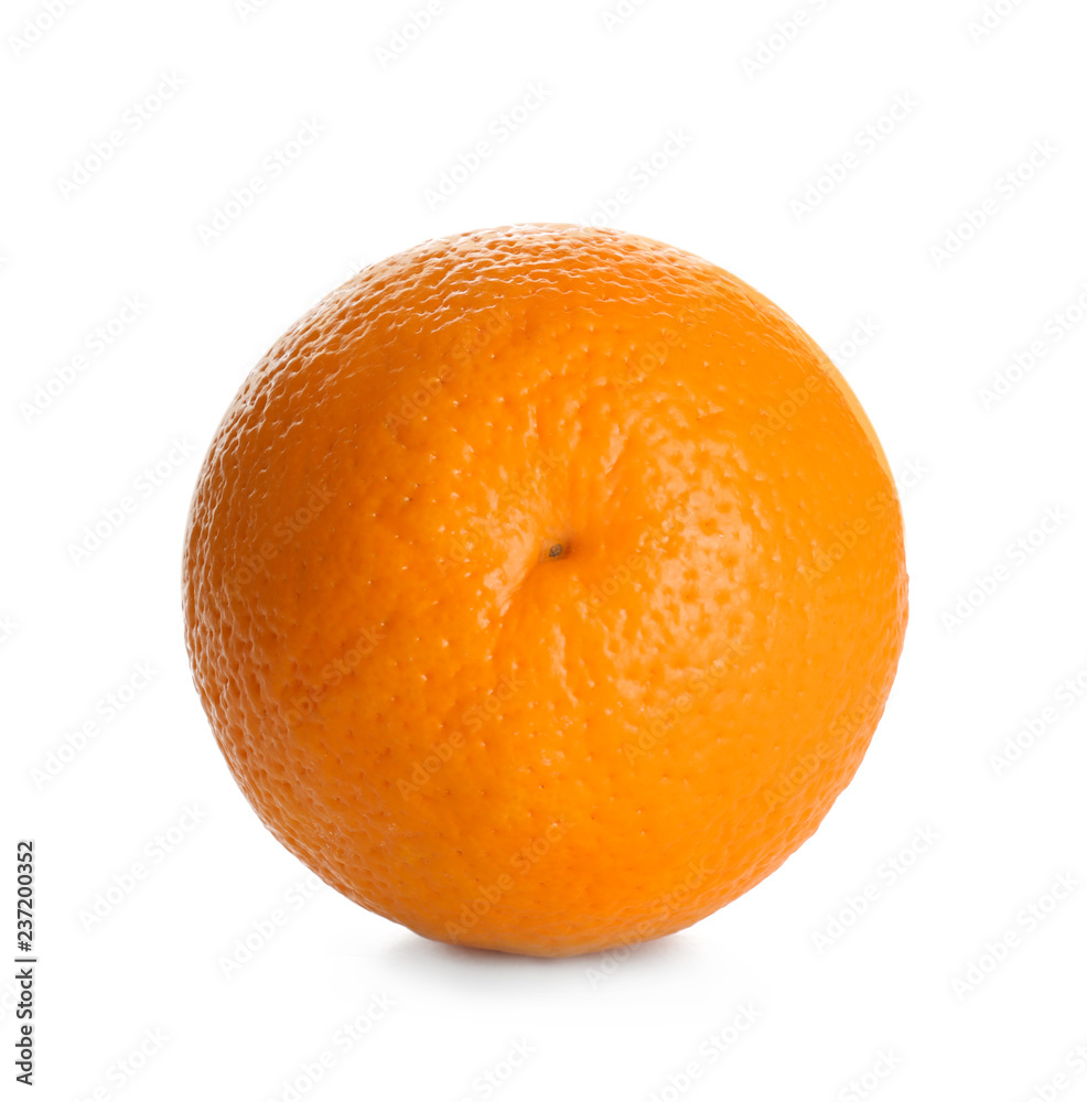 Tasty ripe orange on white background