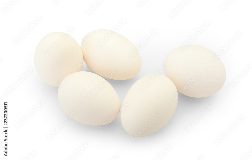 Raw chicken eggs on white background Raw chicken eggs on white background