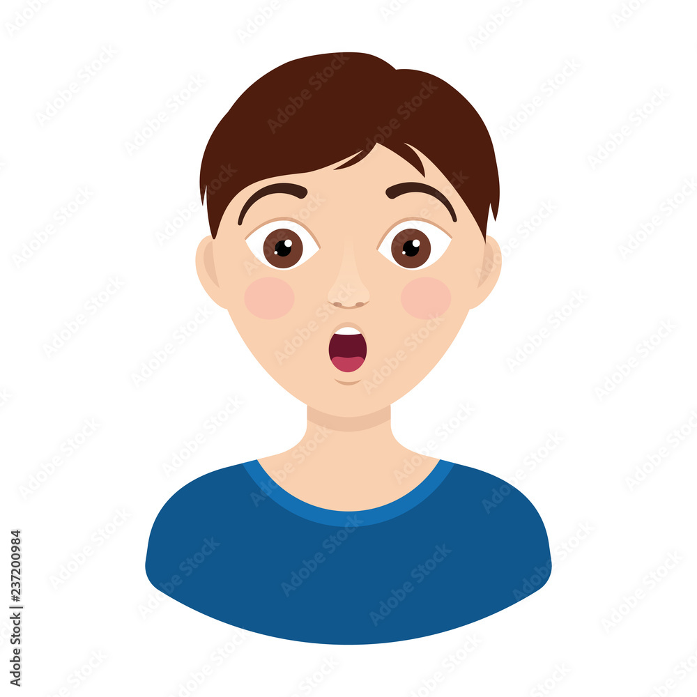 Vector young boy face surprised Vector young boy face surprised