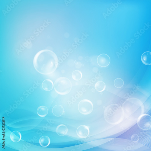 Dark blue blur background with bubbles in vector.
