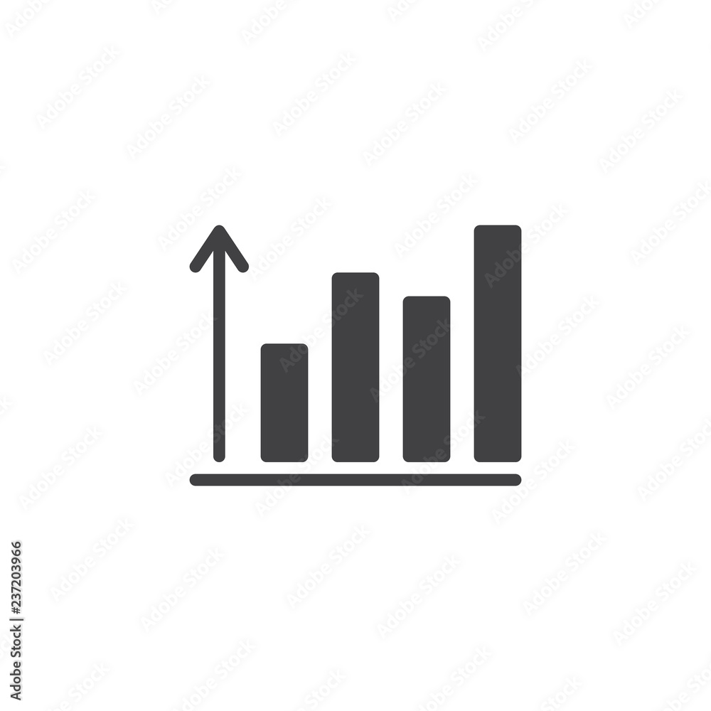 Growing graph vector icon. filled flat sign for mobile concept and web design. Business graph chart simple solid icon. Symbol, logo illustration. Pixel perfect vector graphics Growing graph vector icon. filled flat sign for mobile concept and web design. Business graph chart simple solid icon. Symbol, logo illustration. Pixel perfect vector graphics