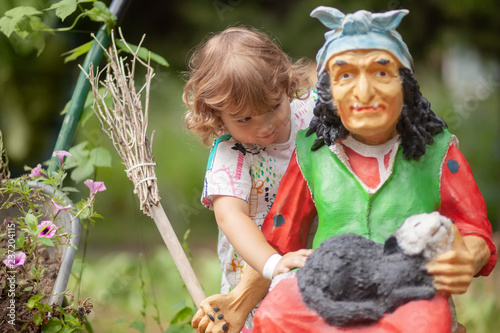 Concept of child's fears. Russan villain character Baba Yaga photo