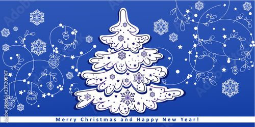Christmas tree on  winter pattern