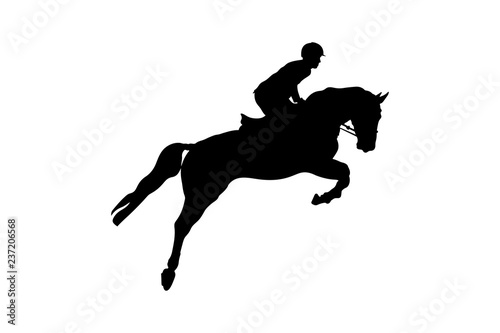 Obraz na plátne equestrian sport man rider horse jumping competition