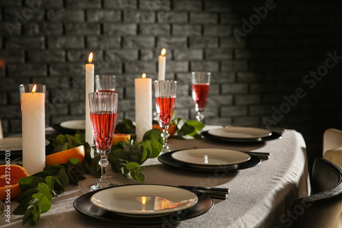 Beautiful table setting for Christmas dinner