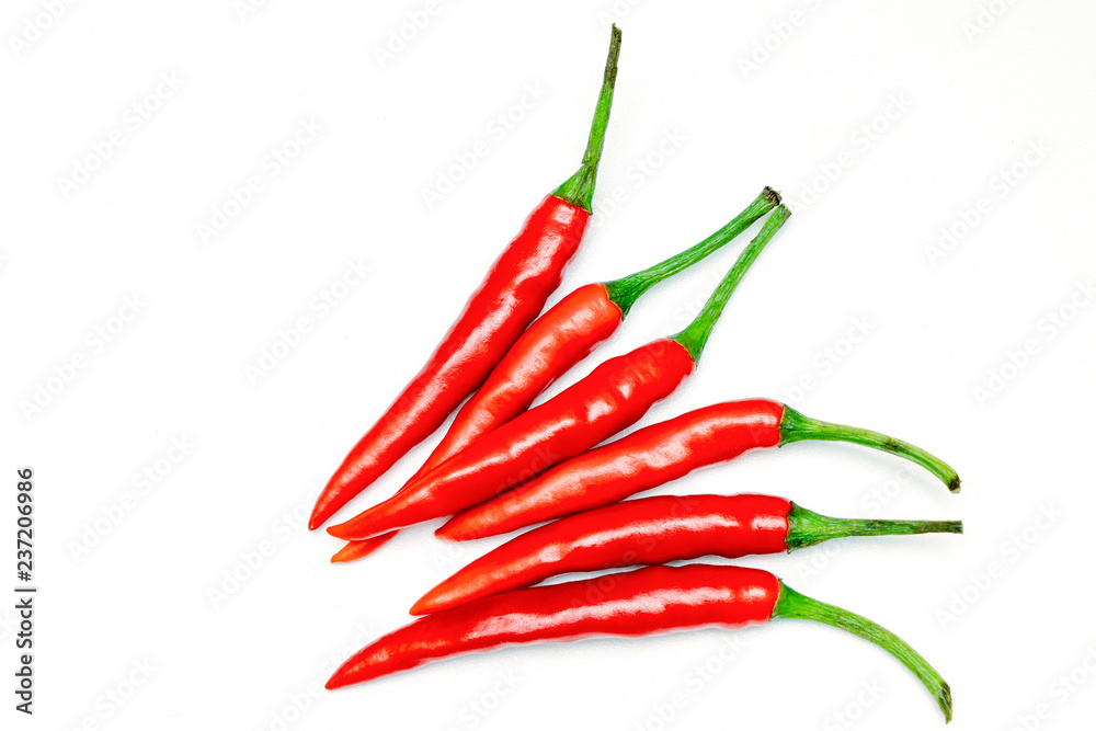 red chilli peppers on white background red chilli peppers on white background