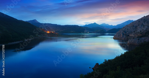  mountain landscape with lake in twilight © JackF