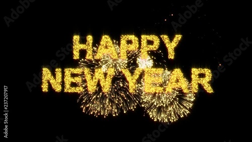 Happy New Year firework with golden glitter stars
