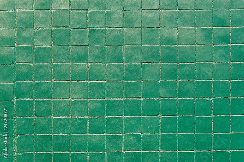 Green mosaic wall background texture