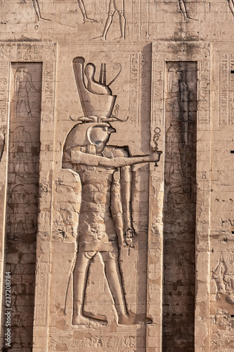 Edfu Temple, Dedicated to the Falcon God Horus, Located on the west bank of the Nile, Edfu, Upper Egypt photo