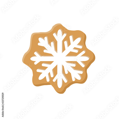 Gingerbread snowflake isolated on white background