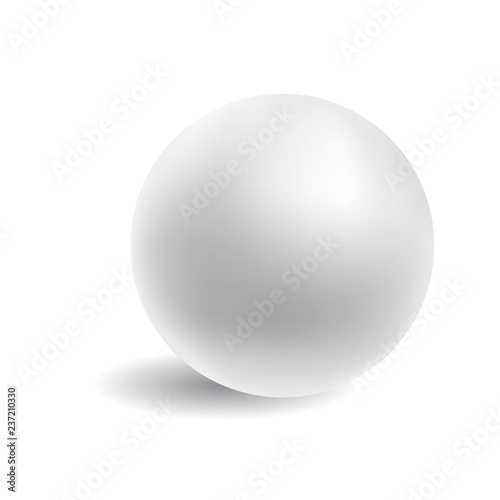 White matte realistic ball on isolated background. Vector illustraton